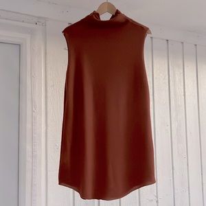 Joah Brown Turtleneck Sleevless Shift Dress - Rust - S/M